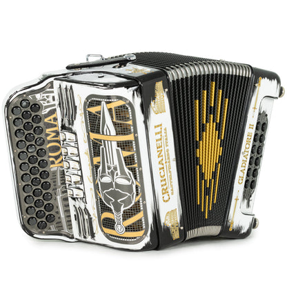 Acordeón Crucianelli Gladiator II 5 Registros Mi Negro y Blanco