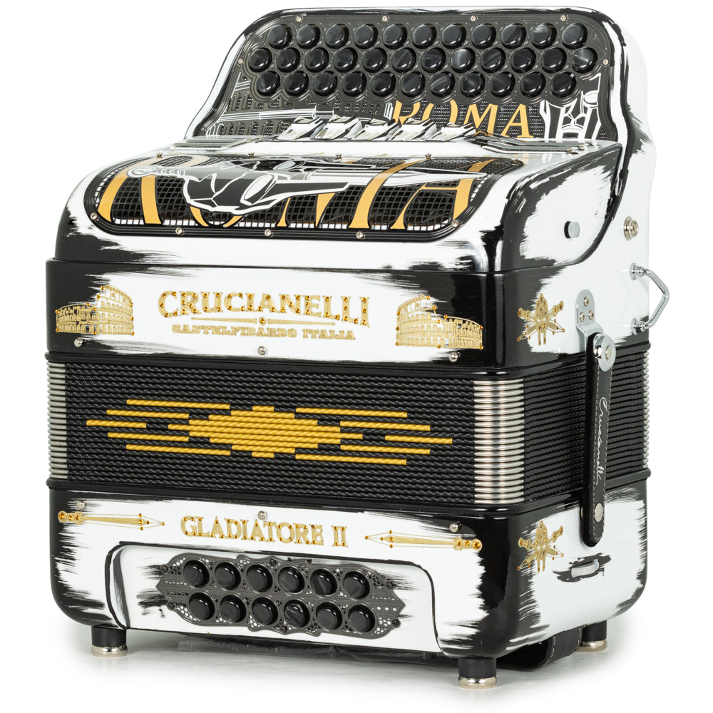 Acordeón Crucianelli Gladiator II 5 Registros Fa Negro y Blanco