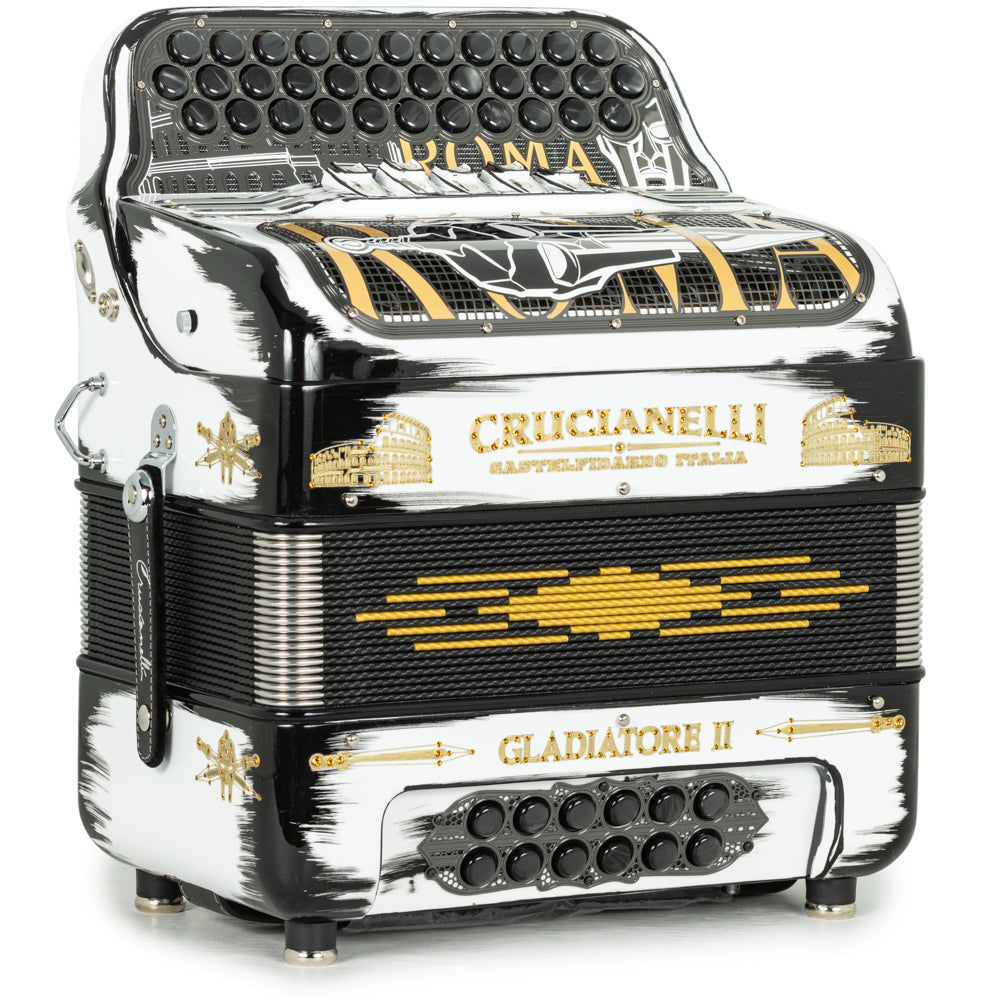 Acordeón Crucianelli Gladiator II 5 Registros Fa Negro y Blanco
