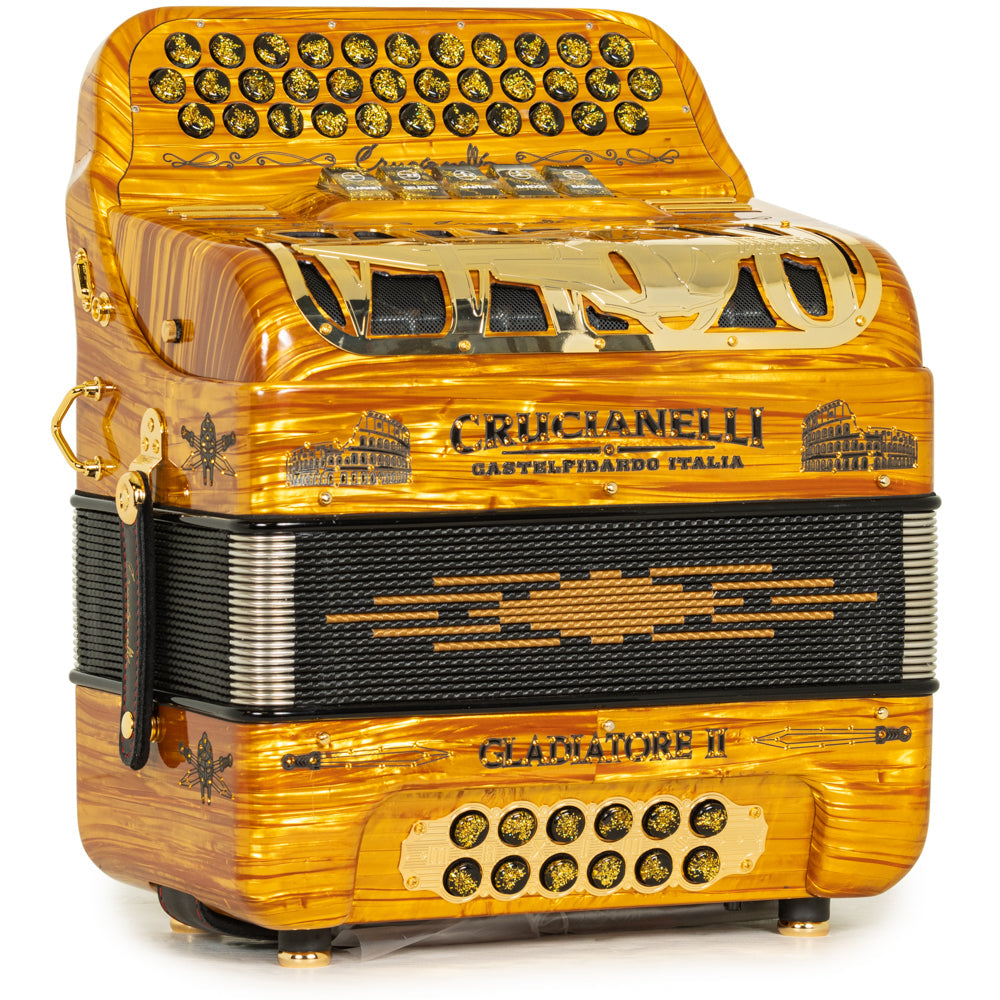 Crucianelli Gladiator II Acordeón 5 Registros Sol Madera Oro