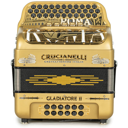 Acordeón Crucianelli Gladiator II 5 Registros Fa Matte Oro y Negro