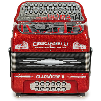Acordeón Crucianelli Gladiator II 5 Registros Mi Brillo Rojo con Plata