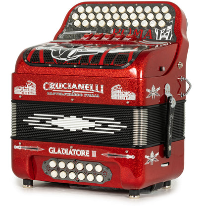 Acordeón Crucianelli Gladiator II 5 Registros Mi Brillo Rojo con Blanco
