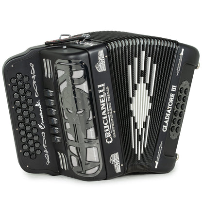 Crucianelli Gladiator III Acordeón 6 Registros Fa-Sol Mate Negro y Blanco