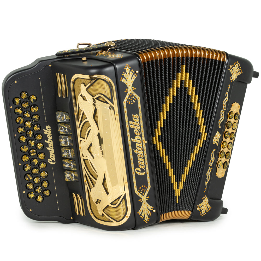 Cantabella Rey II 6 Switch 2-Tone Accordion EAD-GCF Matte Black with Gold