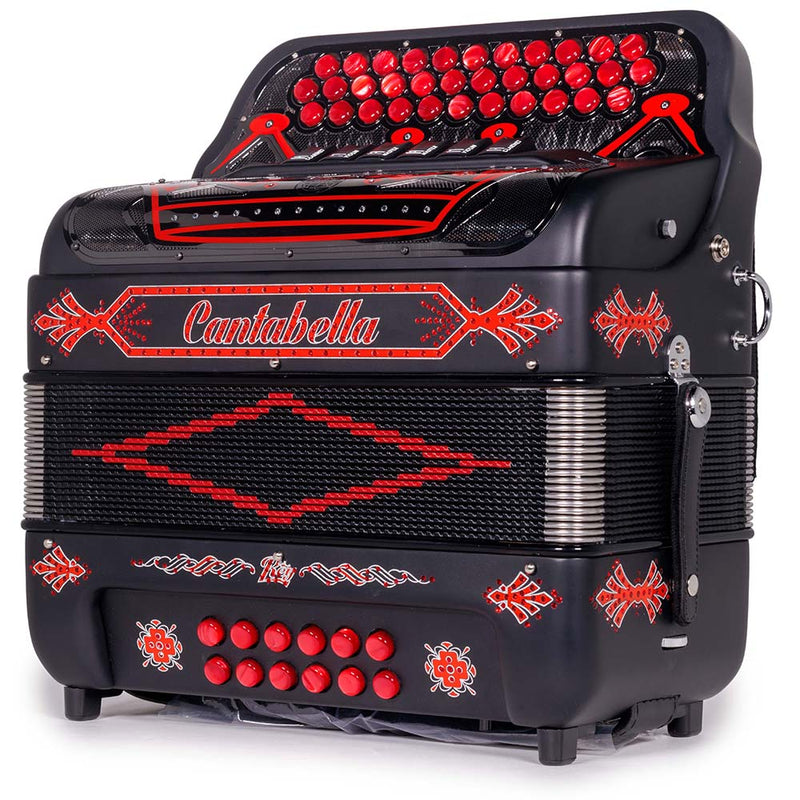 Cantabella Rey II Acordeón 6 Registros FA/MI Madera Negro Matte y Rojo