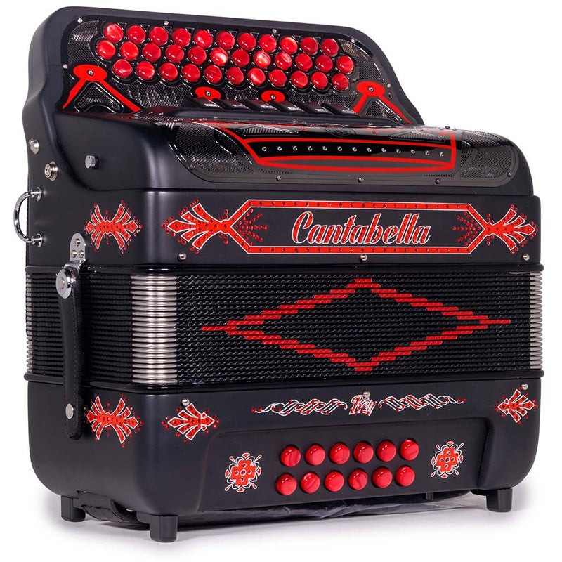 Cantabella Rey II Acordeón 6 Registros FA/MI Madera Negro Matte y Rojo