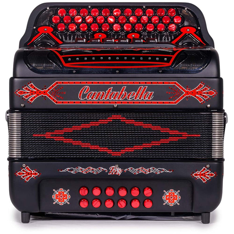 Cantabella Rey II Acordeón 6 Registros FA/MI Madera Negro Matte y Rojo
