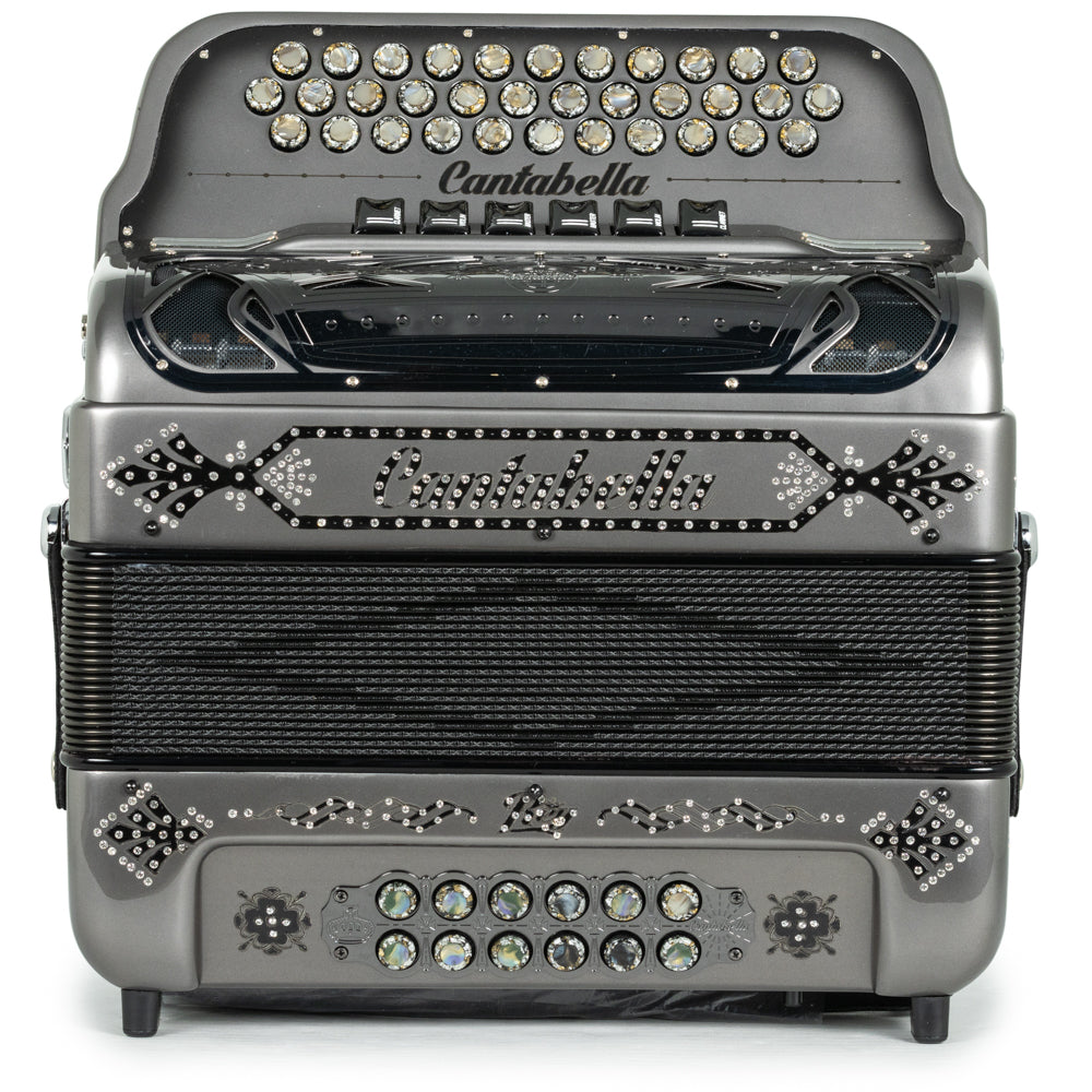Cantabella Rey II Acordeón 6 Registros Fa-Mi Gris Metallico y Negro