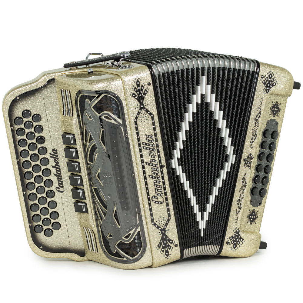 Cantabella Rey II 6 Switch 2-Tone Accordion FBE-EAD Golden Sand with Black