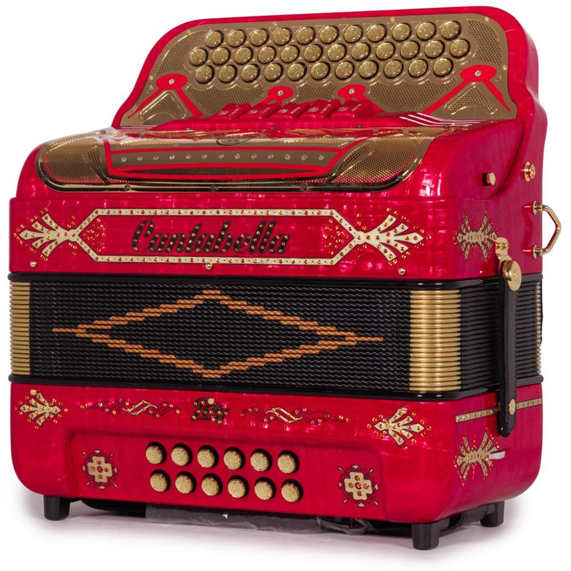 Cantabella Rey II 5 Registros FBE Celuloide Rojo Metal con Accesorios Dorados