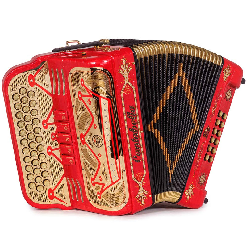 Cantabella Rey II 5 Registros FBE Celuloide Rojo Metal con Accesorios Dorados
