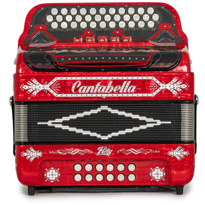 Cantabella Rey II Acordeón 5 Registros Mi Rojo con Accesorios Blanco