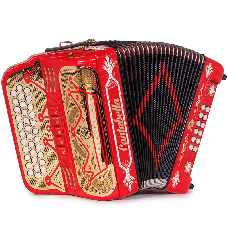 Cantabella Rey II 5 Registros GCF Celuloide Rojo Metal con Accesorios Dorados