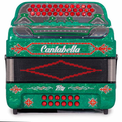 Cantabella Rey II 5 Registros FBE Celuloide con Ondas Verdes y Accesorios Rojos