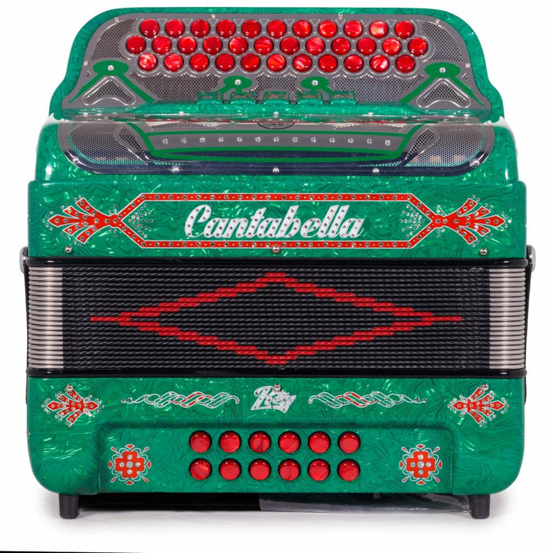 Cantabella Rey II 5 Registros FBE Celuloide con Ondas Verdes y Accesorios Rojos