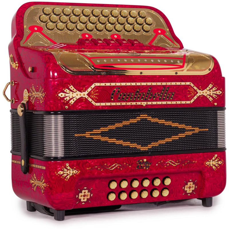 Cantabella Rey II 5 Registros FBE Celuloide con Ondas Rojas y Accesorios Dorados