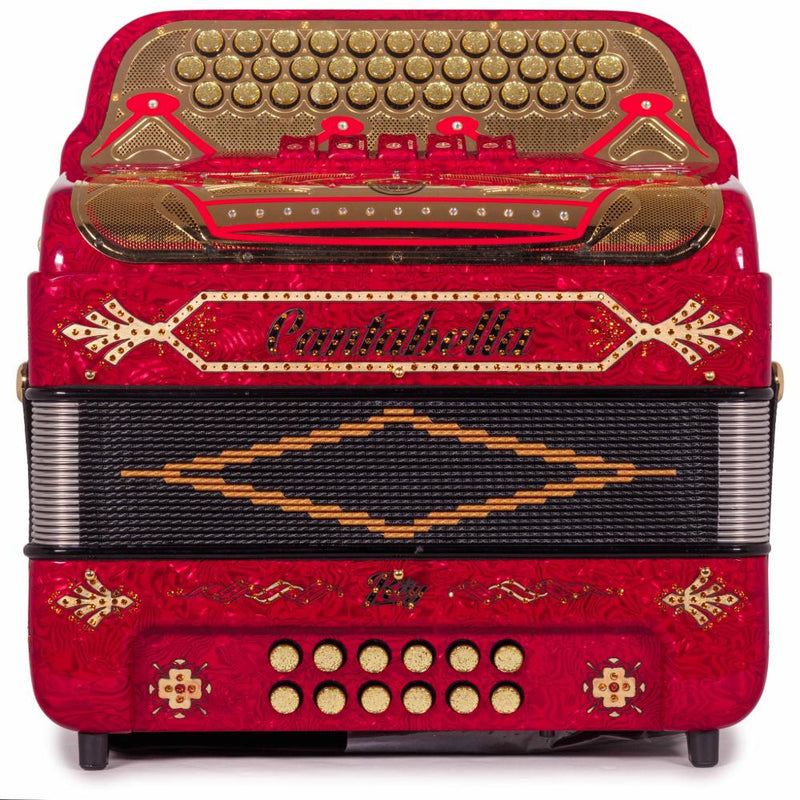 Cantabella Rey II 5 Registros FBE Celuloide con Ondas Rojas y Accesorios Dorados