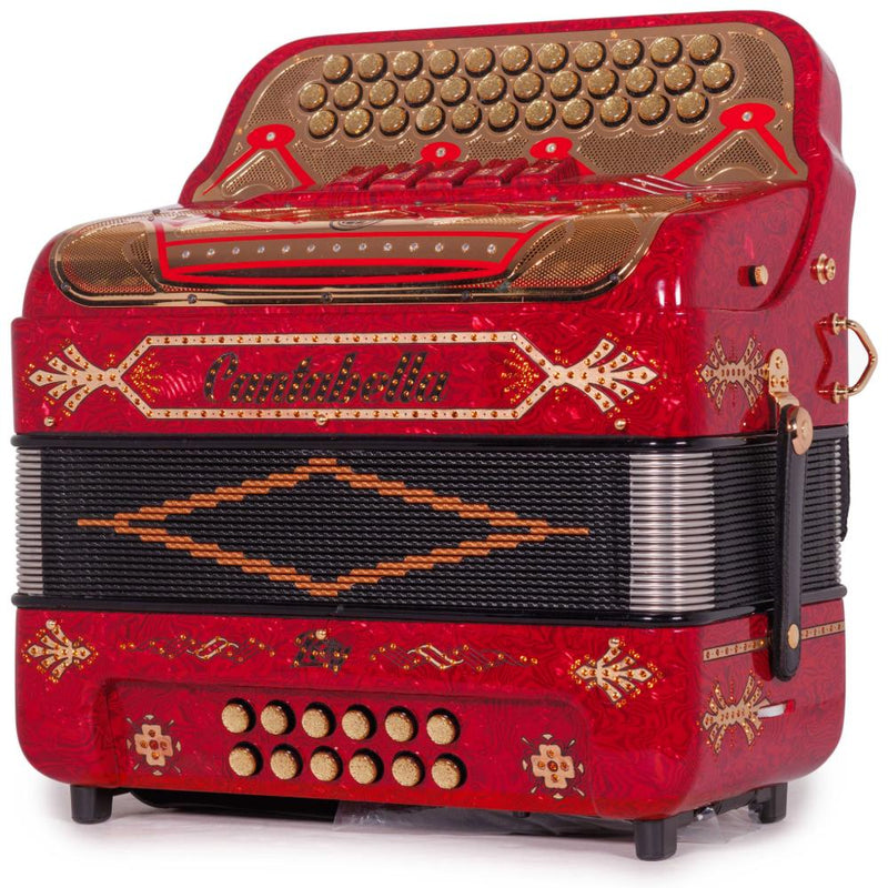 Cantabella Rey II 5 Registros FBE Celuloide con Ondas Rojas y Accesorios Dorados