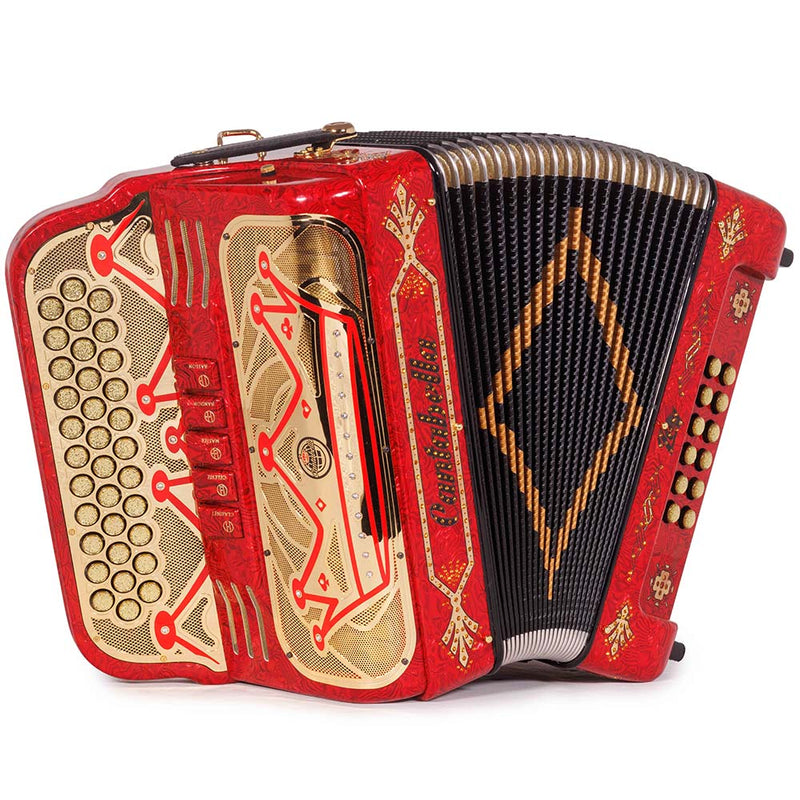 Cantabella Rey II 5 Registros FBE Celuloide con Ondas Rojas y Accesorios Dorados
