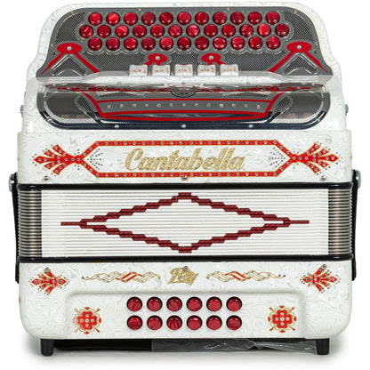 Cantabella Rey II Acordeón 5 Registros FA Blanco con Accesorios Rojo