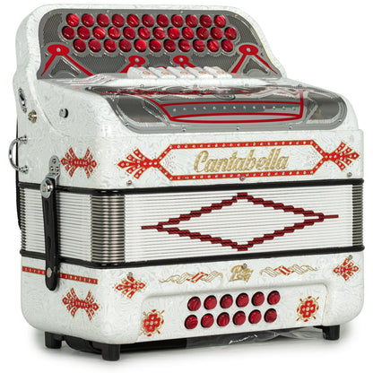 Cantabella Rey II Acordeón 5 Registros FA Blanco con Accesorios Rojo