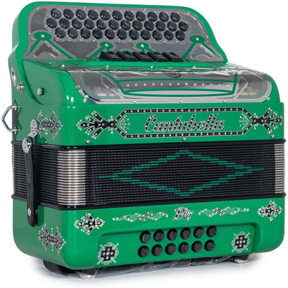 Cantabella Rey II Acordeón Mi 5 Registros Verde Lustroso con Negro