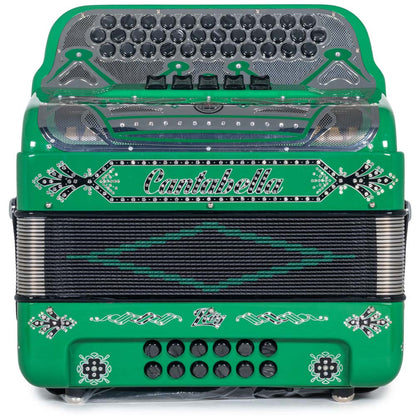 Cantabella Rey II Acordeón Mi 5 Registros Verde Lustroso con Negro