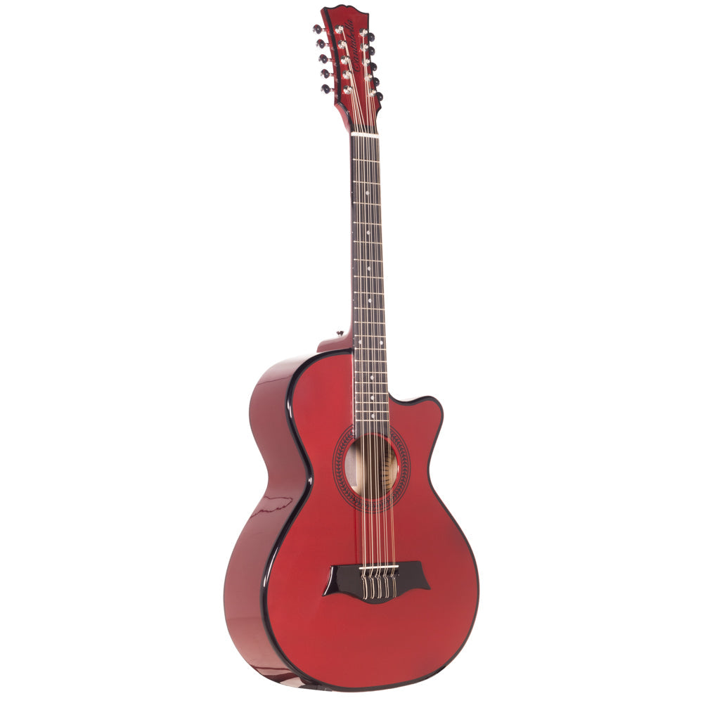 Cantabella Bajo Quinto Maple Wood in Red with Case, Tuner and Stand-Hermes Music- Hermes Music