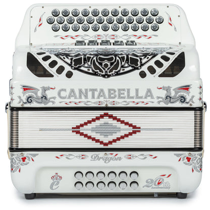 Cantabella Dragón Acordeón 5 Registros Mi Blanco y Plata