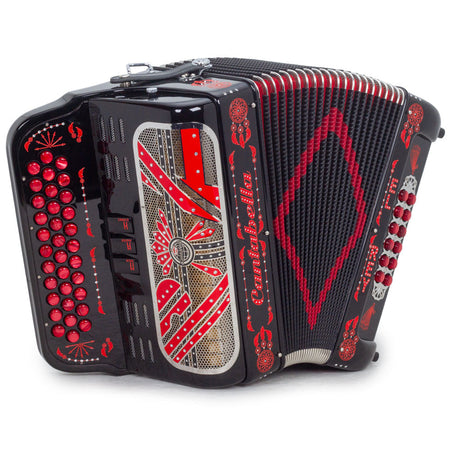 Cantabella El Rey Edi. Esp. Ramon Ayala 3 Switches GCF Black with Red Designs-accordion-Cantabella- Hermes Music