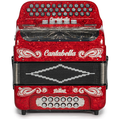 Cantabella Reina Acordeón 5 Registros Mi Ondas Rojo Diapasón Pintado