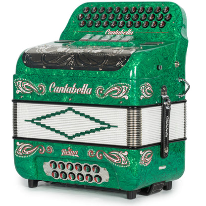 Cantabella Reina Acordeón 5 Registros Fa Ondas Verde Diapasón Pintado