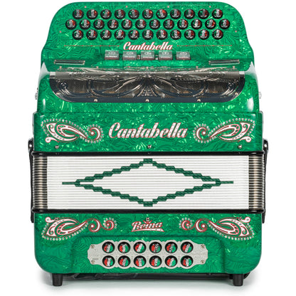 Cantabella Reina Acordeón 5 Registros Fa Ondas Verde Diapasón Pintado