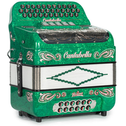 Cantabella Reina Acordeón 5 Registros Fa Ondas Verde Diapasón Pintado