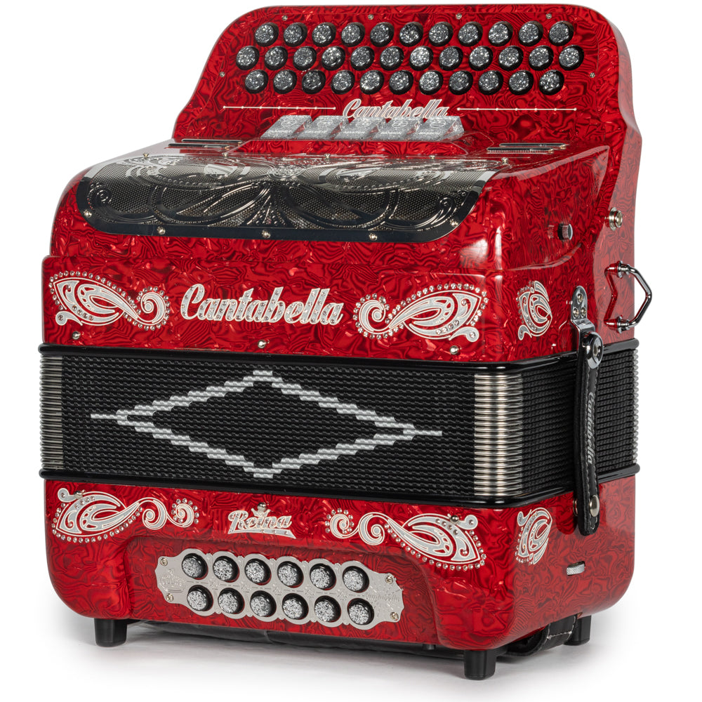 Cantabella Reina Acordeón 5 Registros Fa Ondas Rojo Diapasón Pintado