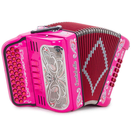 Cantabella Reina Accordion Ultra Compact 5 Switch FBE Pink with Red-accordion-Cantabella- Hermes Music
