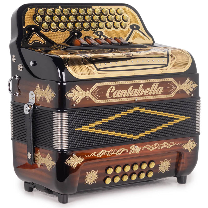 Cantabella Rey II 5 Switches FBE Glossy Wood with Gold Design-accordion-Cantabella- Hermes Music