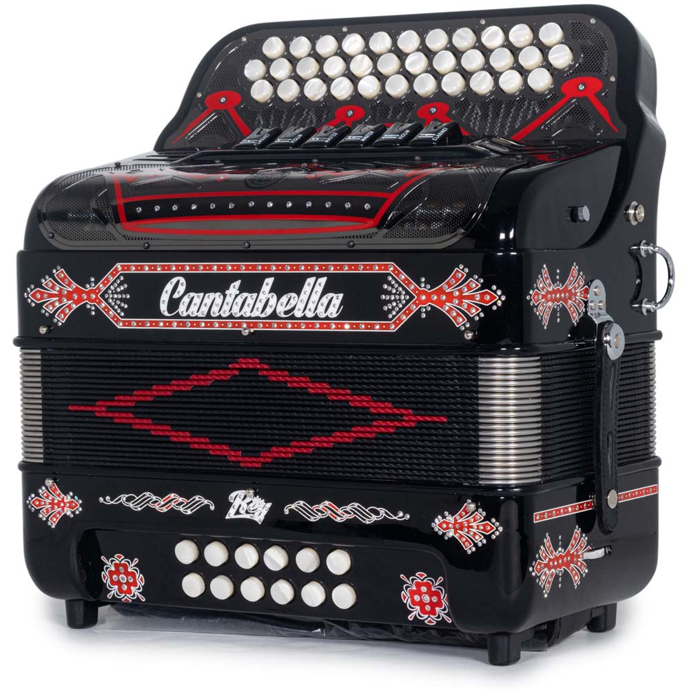 Cantabella Rey II Acordeón 6 Registros Fa-Mi en Negro con Rojo