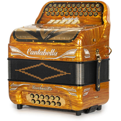 Cantabella Roadmaster Acordeón 5 Registros Fa Ondas Dorados y Negro Diapasón Pintado