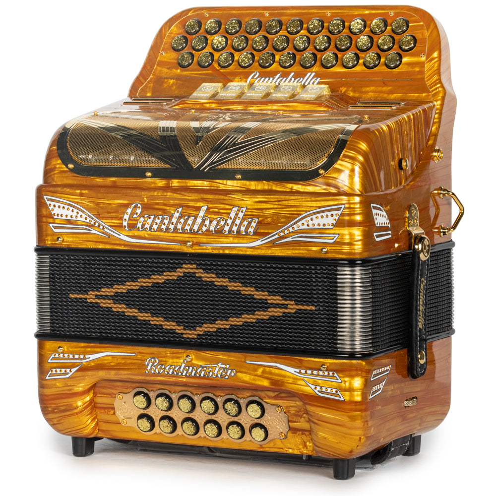 Cantabella Roadmaster Accordion 5 Switch EAD Celluloid Golden Waves with Painted Fretboard