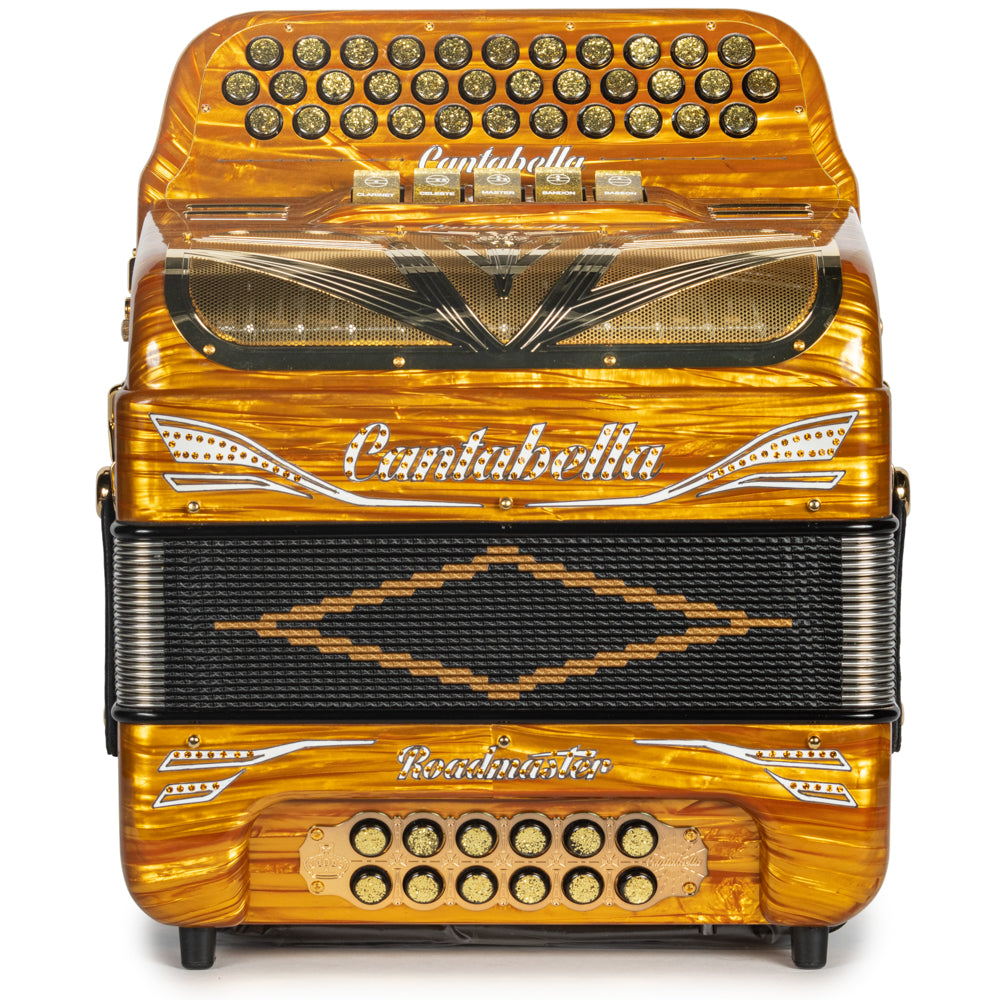 Cantabella Roadmaster Accordion 5 Switch EAD Celluloid Golden Waves with Painted Fretboard