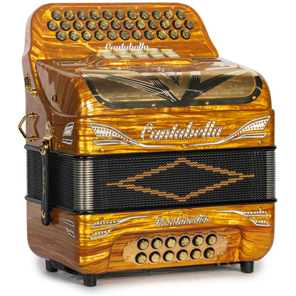 Cantabella Roadmaster Accordion 5 Switch EAD Celluloid Golden Waves with Painted Fretboard