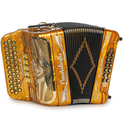 Cantabella Roadmaster Accordion 5 Switch EAD Celluloid Golden Waves with Painted Fretboard