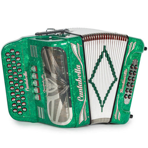 Cantabella Roadmaster Acordeón 5 Registros Fa Ondas Verde Diapasón Pintado