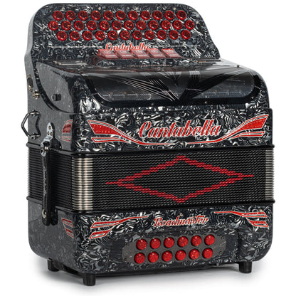 Cantabella Roadmaster Acordeón 5 Registros Sol Ondas Gris Diapasón Pintado con Detalles Rojo