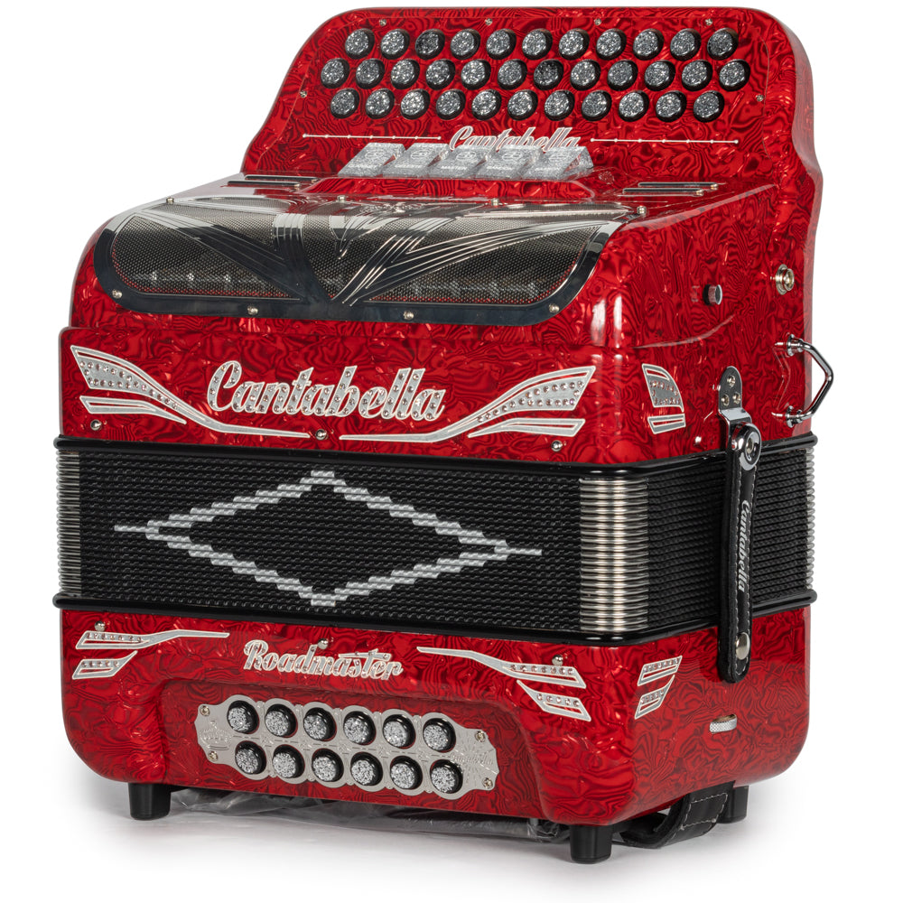 Cantabella Roadmaster Acordeón 5 Registros Fa Ondas Rojo Diapasón Pintado