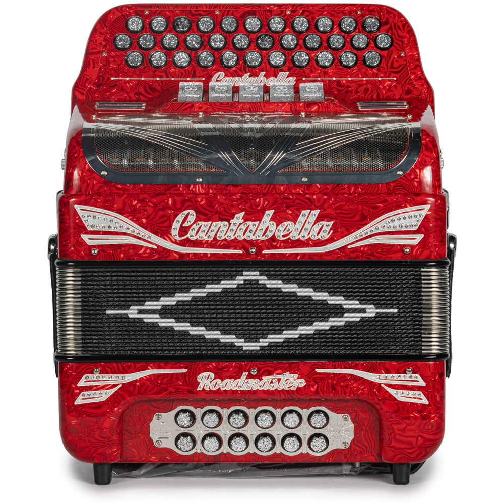 Cantabella Roadmaster Acordeón 5 Registros Fa Ondas Rojo Diapasón Pintado