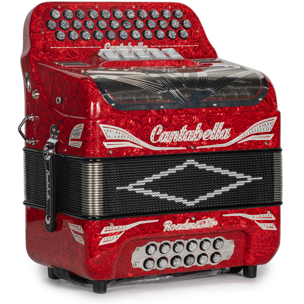 Cantabella Roadmaster Acordeón 5 Registros Fa Ondas Rojo Diapasón Pintado