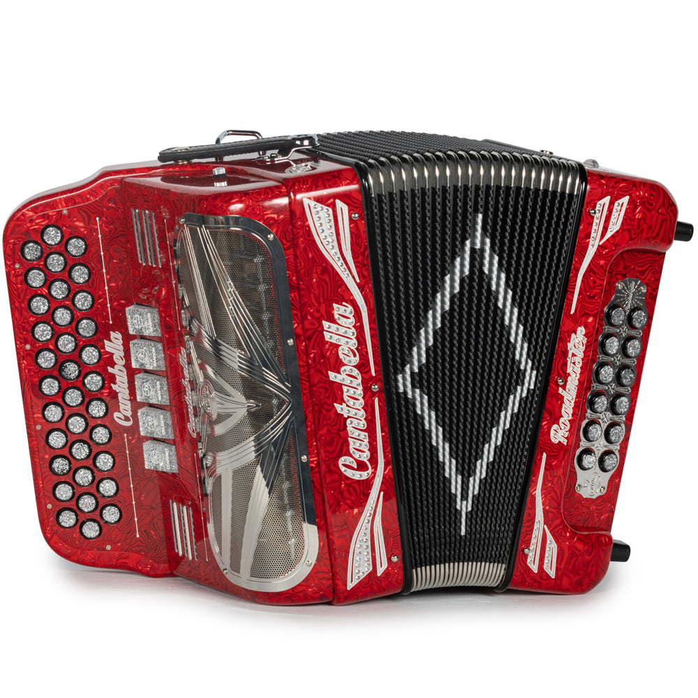 Cantabella Roadmaster Acordeón 5 Registros Fa Ondas Rojo Diapasón Pintado
